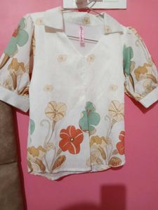 Floral Print Puff Sleeve Top korean