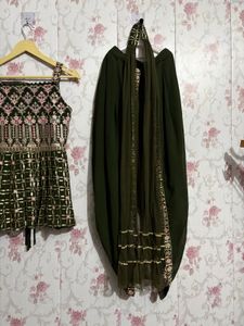 Elegant Olive Green Embroidered Kurta Set
