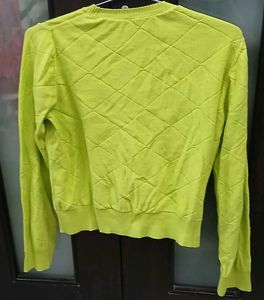 Cute Embroidered Lime Green Cardigan - XL Size