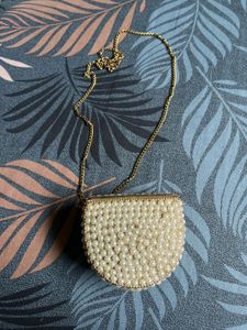 Elegant Pearl Embellished Mini Sling Bag