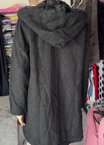 Fur Trim Black Coat