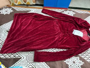 Elegant Velvet V-Neck Ruched Dress
