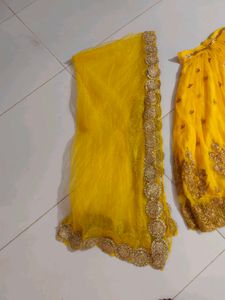 Yellow Embroidered Lehenga with dupatta
