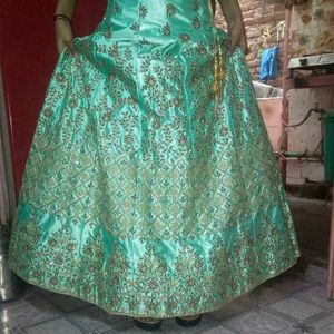 Beautiful Blue Bridal Lehenga with Pink Dupatta