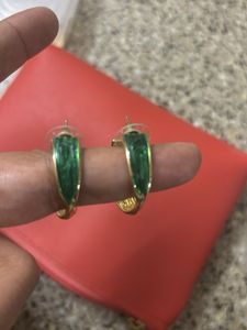 Elegant Green & Gold Hoop Earrings
