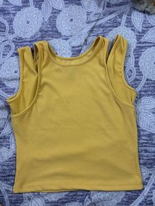 yellow/mustard crop top