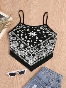 Black Bandana Print Crop Top