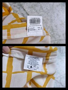 Yellow &amp; White Grid Print Top