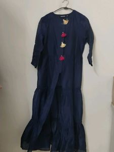 Elegant Navy Blue Kurta with Tassels