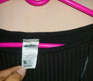 anko Black Ribbed Midi Dress