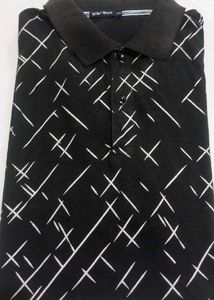 Men's Black Graphic 6xl Polo T-Shirt