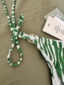 Green &amp; White Zebra Print Bikini Bottoms