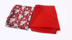 Floral Print Red Dress Material