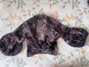 BLACK FLORAL BOHO CROP TOP