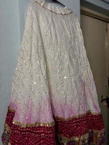 Beautiful White &amp; Pink Ethnic Skirt