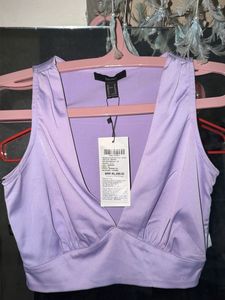 Forever 21 Lavender V-Neck Crop Top