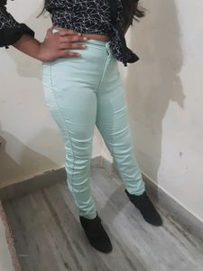 American Sea Green Colour Jeans Stretchable