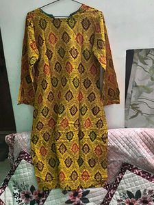 Vibrant Yellow Printed Kurta pant set