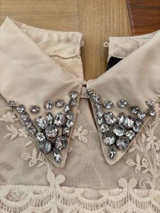 Elegant Lace Blouse with Embellished Collar