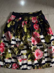 Floral Print Midi Skirt, Size M