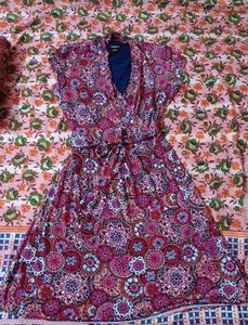 Vibrant Floral Print Wrap Dress