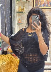 Crochet mesh top