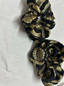 Elegant Black &amp; Gold Scrunchie