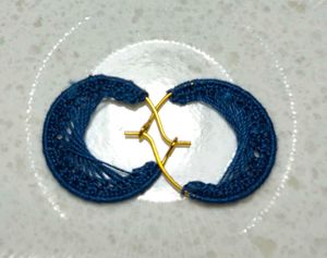 Boho Dark Blue Crochet Hoop Earrings