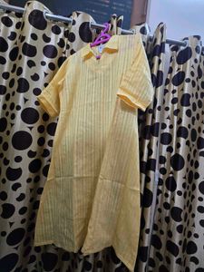 Yellow Striped Kurti Dress