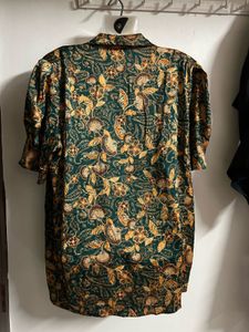 Boho Floral Print Button-Down Blouse