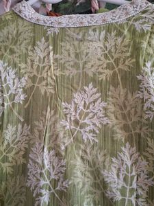 Stylish Green Leaf Print Kurta