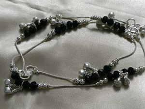 Stunning Black Crystal Anklets with bells