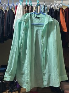 Light Green Button-Up Blouse