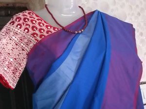 2-SareesCombo-New Maroon&amp;Blue+With+RedBorder Cott