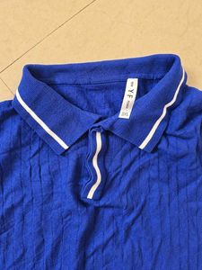 Men's Blue Cable Knit Polo Shirt