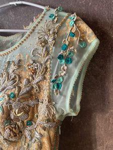 Engagement Gown With Applique Work Embroidery
