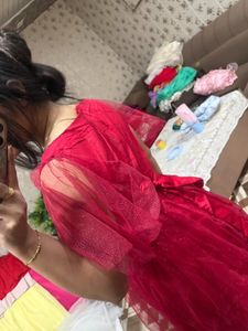 Elegant Red Tulle Evening Gown❤️🎀🦋