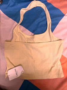 Bow Halter Neck ribbed crop top