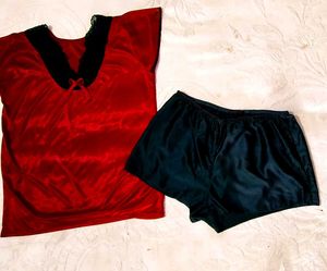 Very Beautiful Satin Top With Shorts