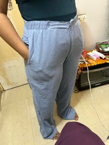 Light Blue Linen Blend Pants