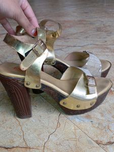 Golden Platform Heels