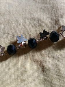 Black Beaded Charm Bracelet