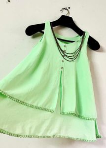 Chic Sleeveless Lime Green Blouse top