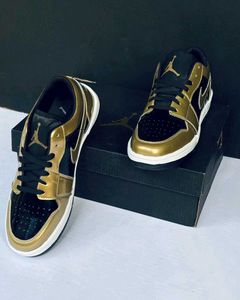 Air Jordan 1 Gold &amp; Black Shoes