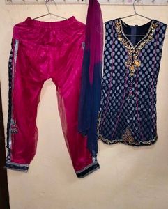 pure georgette kurti and net patiala suit with dup