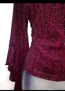 Elegant Bell Sleeve Burgundy Top💖✨