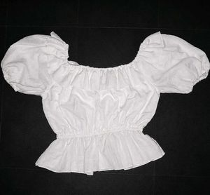 White Ruffled Off-Shoulder Peplum Top