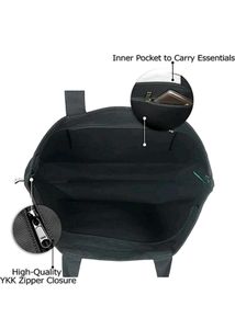 Cute Black Tote Bag with Heart Design