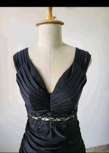Elegant Black Ruched Cocktail Dress