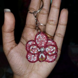 Handmade Beaded orchid flower keychain